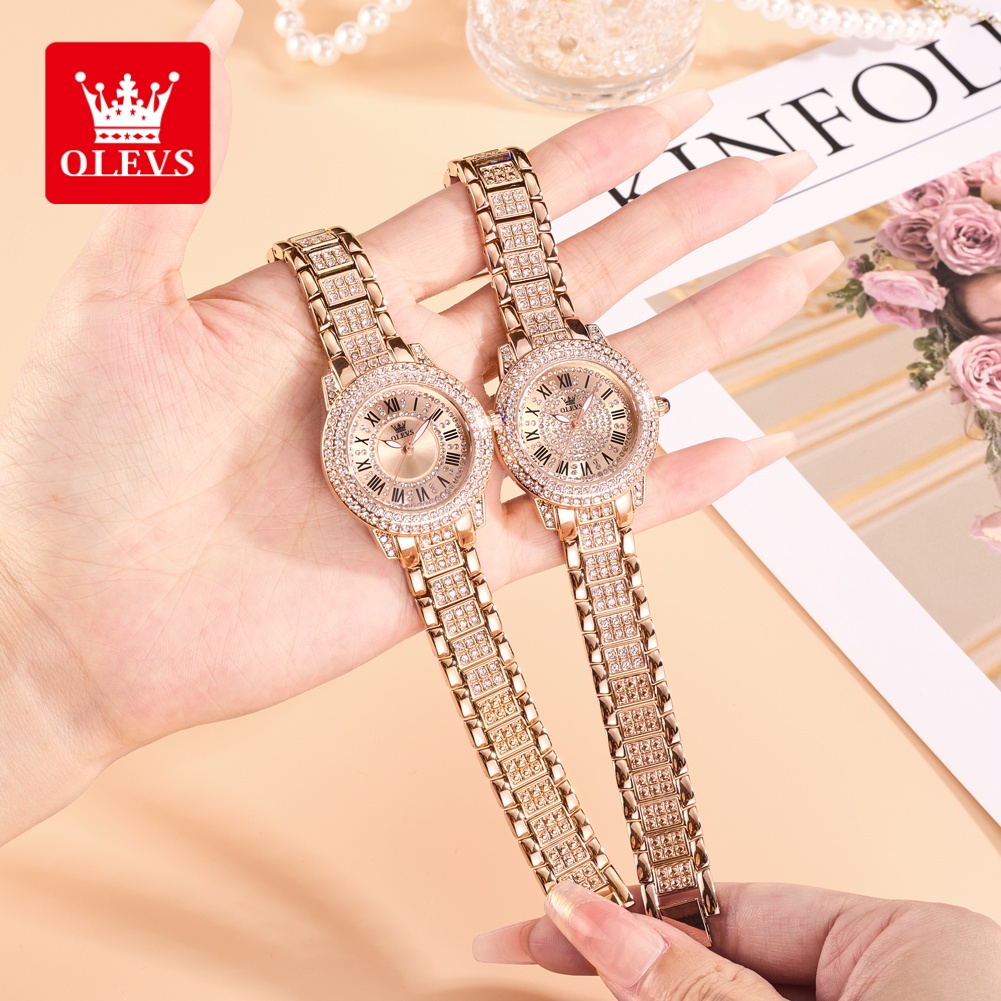 Luxury Watch & Jewellery Recensioni - OLEVS Luxusmode Damenuhren Diamant-Zifferblatt wasserdichte Diamant-Intarsien-Quarzuhr