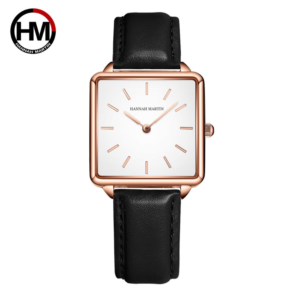 Luxury Watch Square - Echte Lederband Japan Quarz Bewegung HM-108