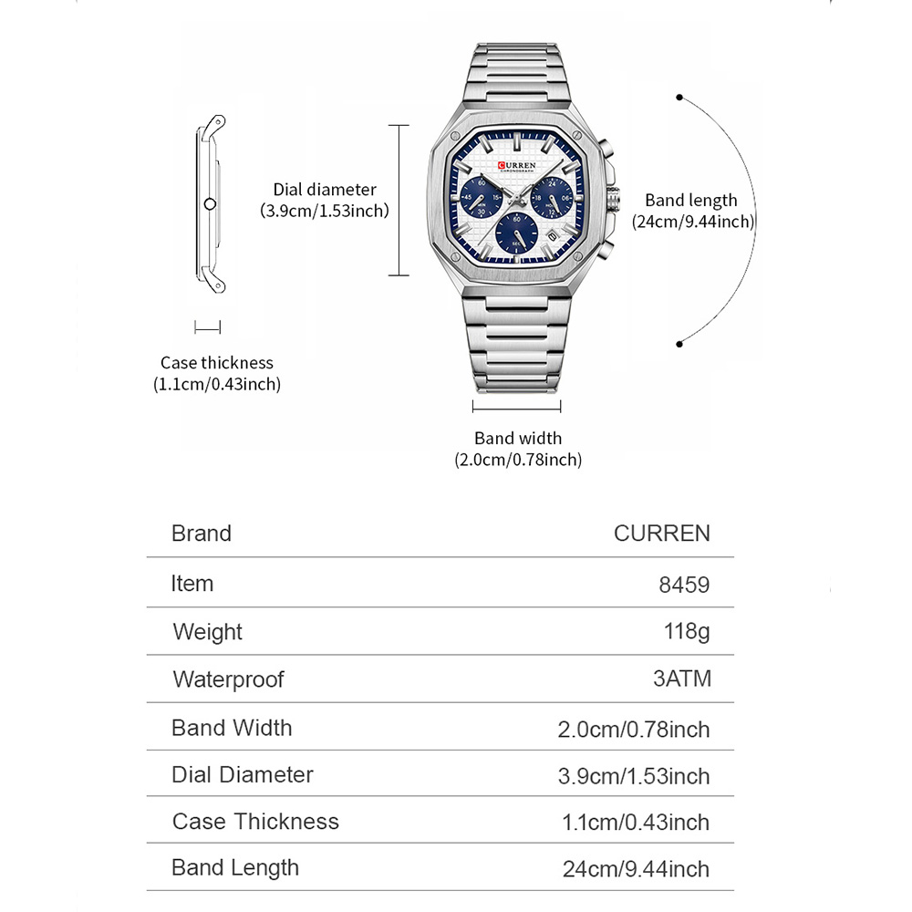 CURREN Luxuriöse quadratische  – Luxury Watch And Bracelet Bewertung und Preis